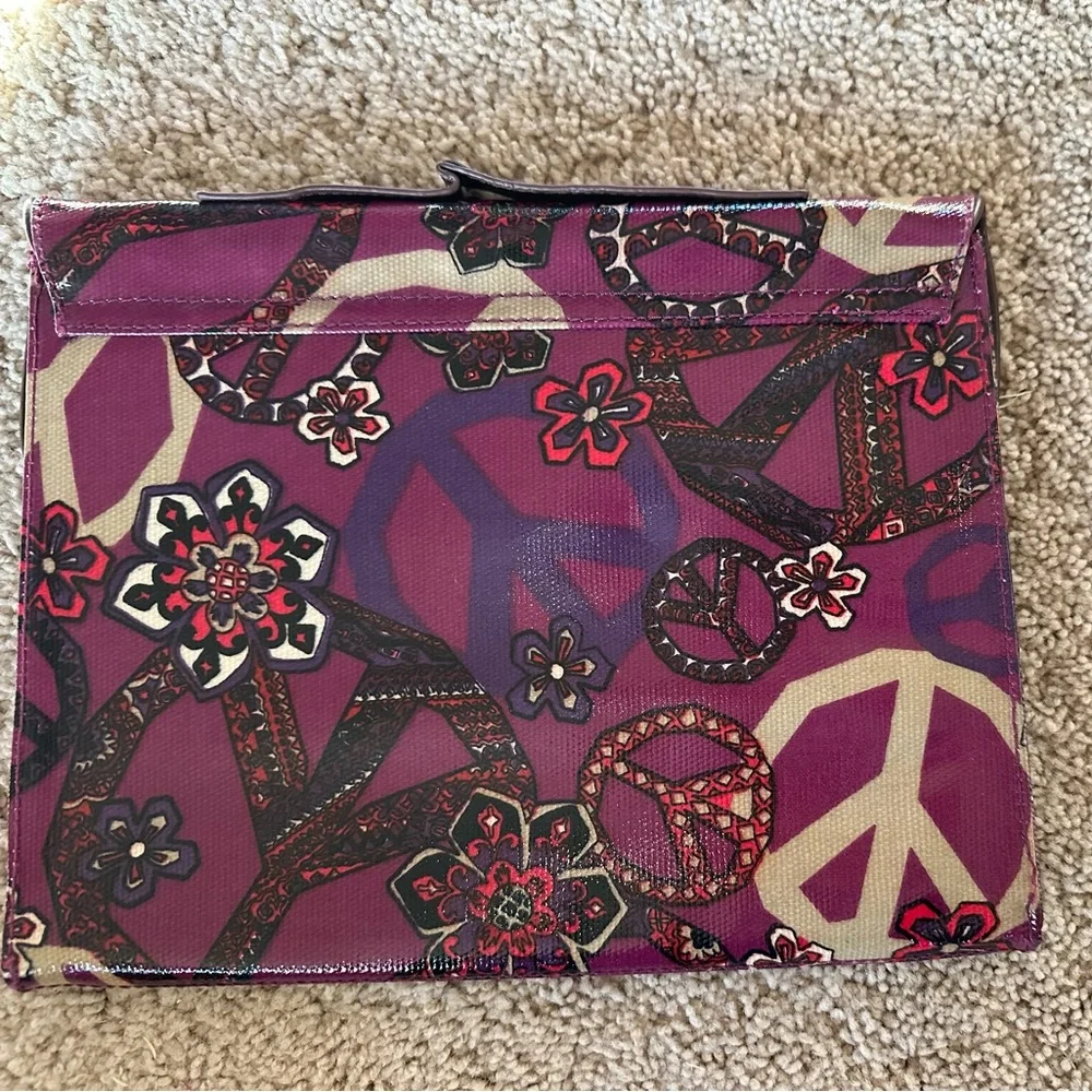 Floral Peace Sign padded Tablet Case - Purple
